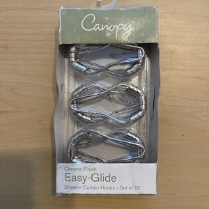 Chrome Easy Glide Shower Curtain Hooks Set of 12 New in Box